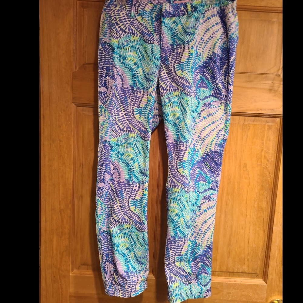 Lilly Pulitzer Crop Pants in Blue Current Fantasea
